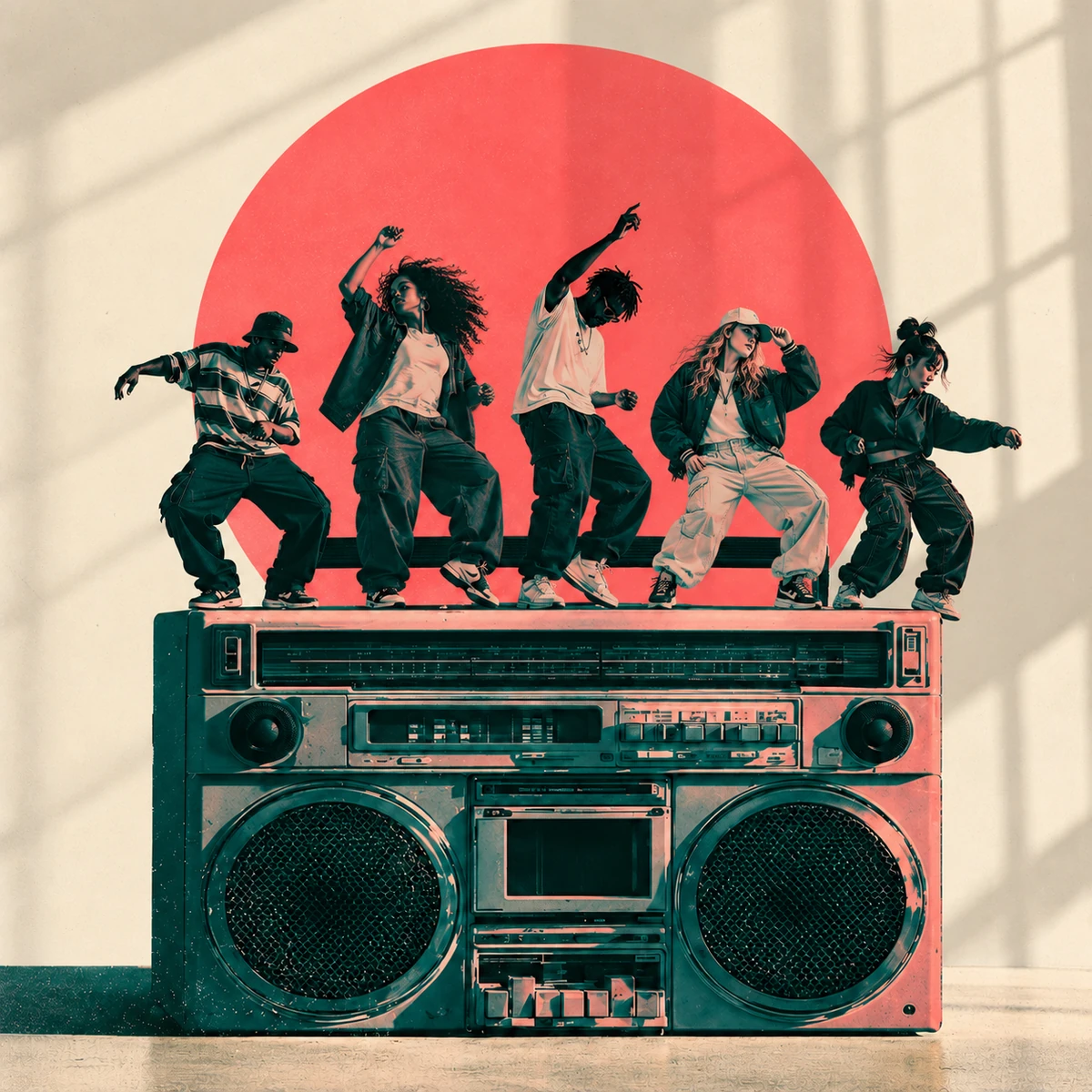 Move Different album cover: dancers above a vintage boombox