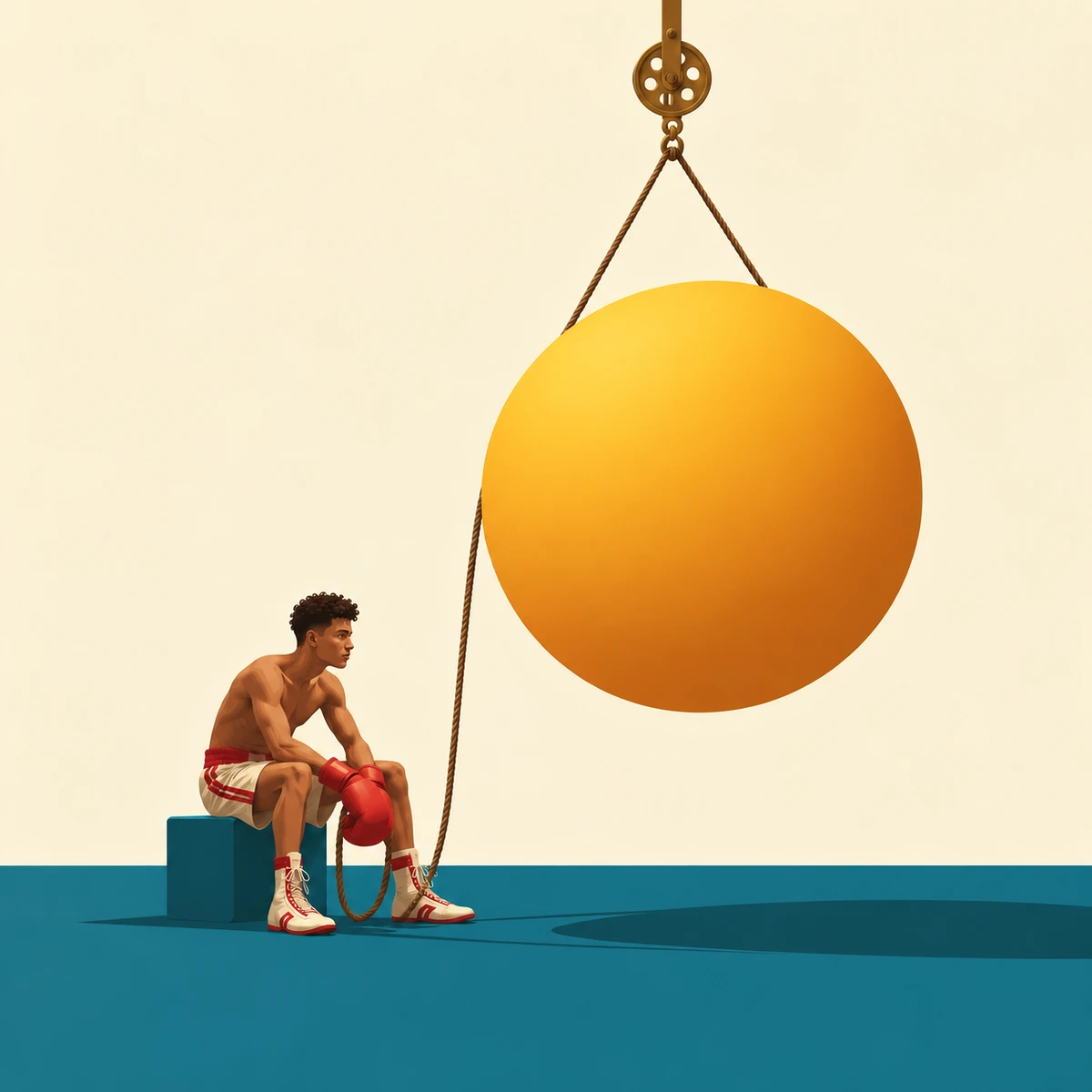 Still in the Fight album cover: a seated boxer beneath a suspended golden sphere